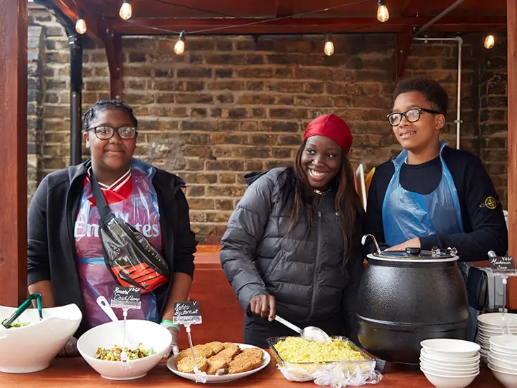 Cooking in the outdoor kitchen